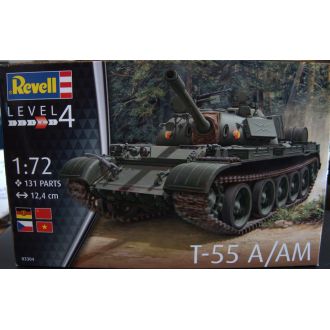 Panssarivaunu T-55 A/AM Mittakaava 1/72, 131 osaa Muovirakennusarja
