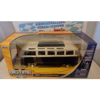 VW T1, vm. 1962, bus, tummansini/valkoinen